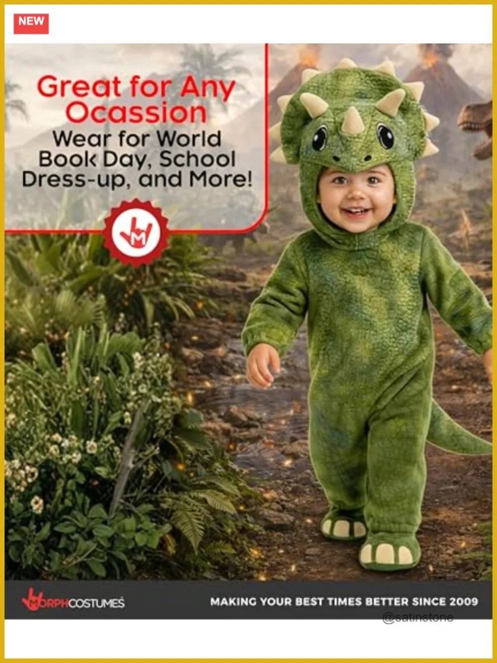 Plush Triceratops Dinosaur Costume for Kids, Hook and Loop Closure, Hand Wash